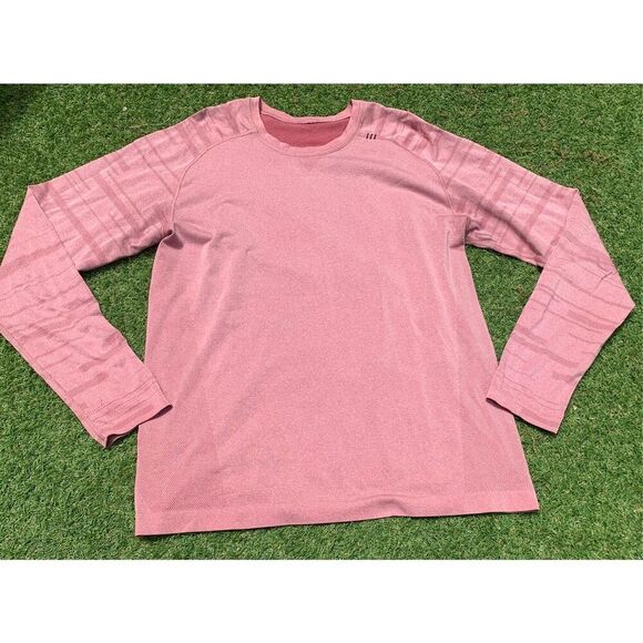 Lululemon Metal Vent Tech HEATHERED RED SEAMLESS LONG SLEEVE SHIRT sz L - Picture 2 of 6
